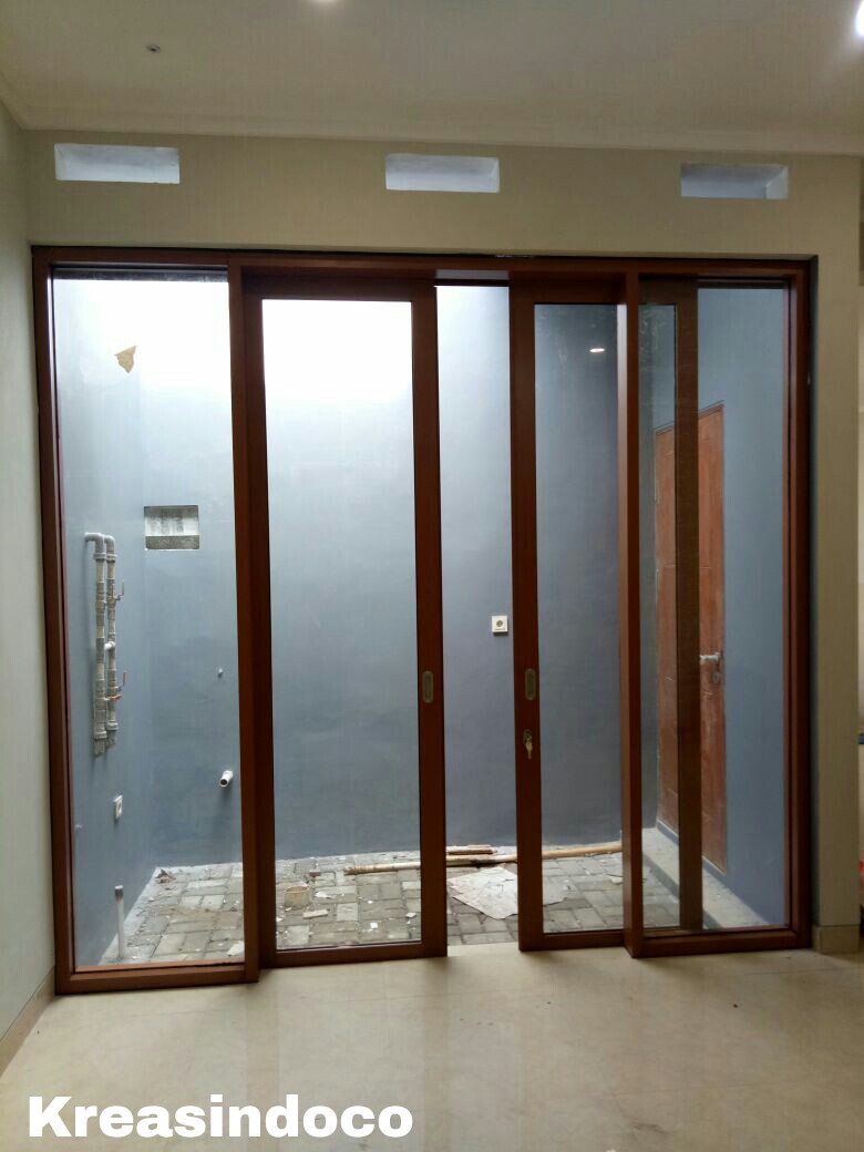 Kusen Pintu  Sliding  Aluminium Urat Kayu  Pesanan Bpk Sany 