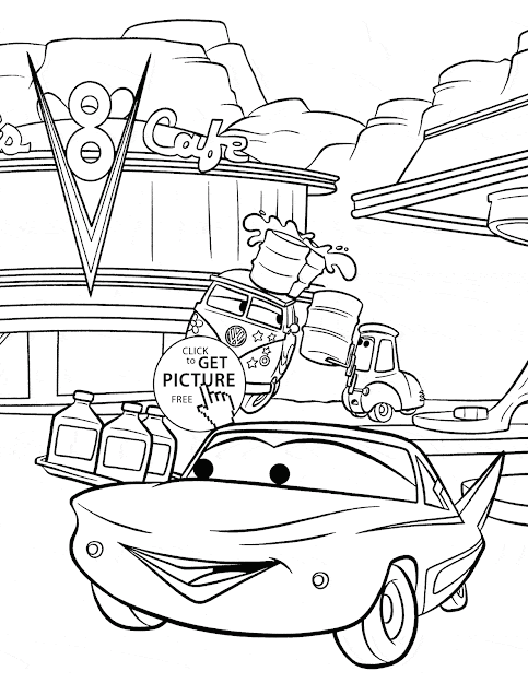  Cars Cafe  Coloring Page For Kids Disney Coloring Pages Printables  Free 