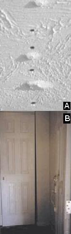 A) Nail pops are appearing in ceilings and walls <br />B) Window and/or door trim are developing spaces