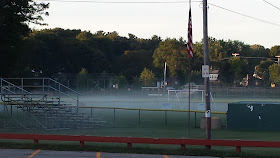 early morning dew on Fletcher Field