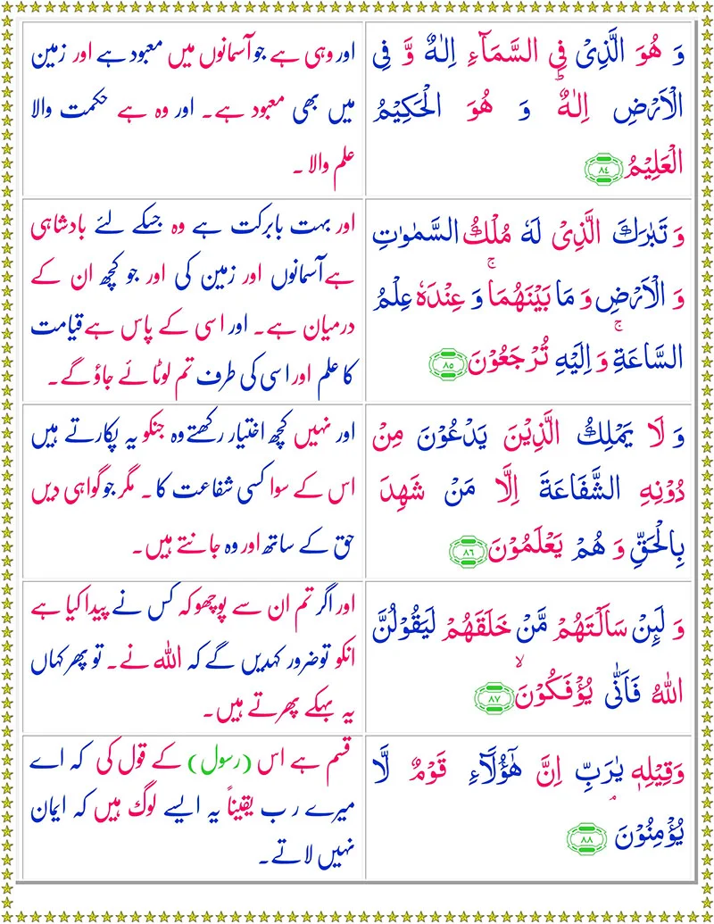 Quran,Quran with Urdu Translation,Surah Az-Zukhruf with Urdu Translation,