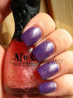 nfu oh 048 over opi funky dunkey purple creme nailswatches flakies nailpolish swatch layering