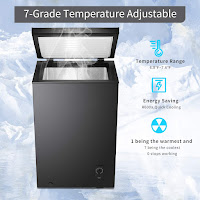 R.W.FLAME RW6880-B 2.8 cubic feet compact chest deep freezer Temperature range:  6.8 degrees F to -7.5 degrees F (-14 degrees C to -22 degrees C),