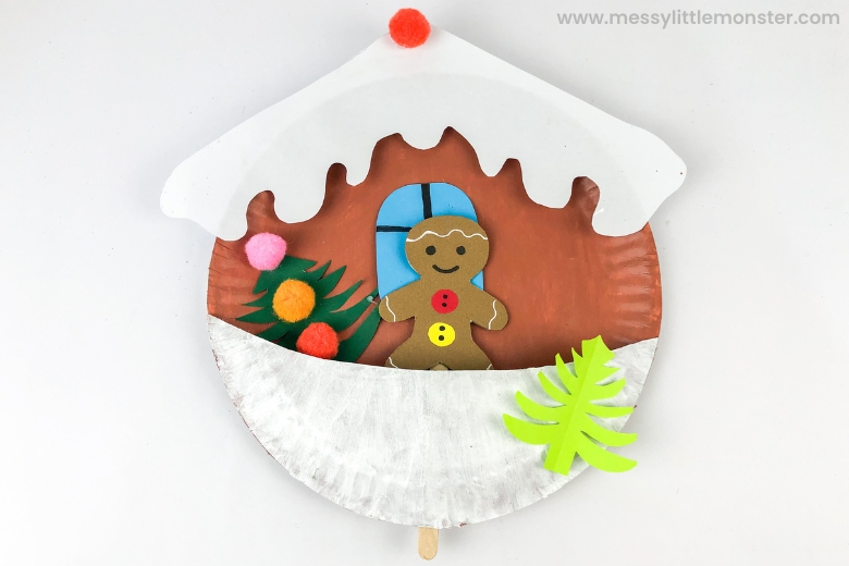 Moving gingerbread man in gingerbread house craft