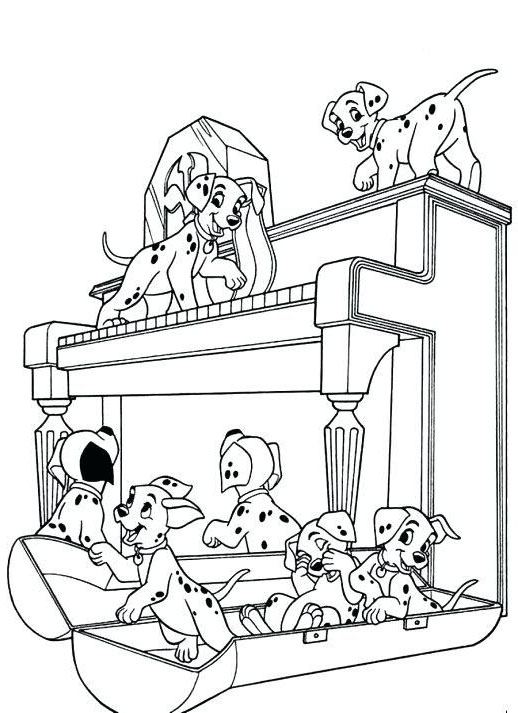 Puppies Everywhere – 101 Dalmations Coloring Pages