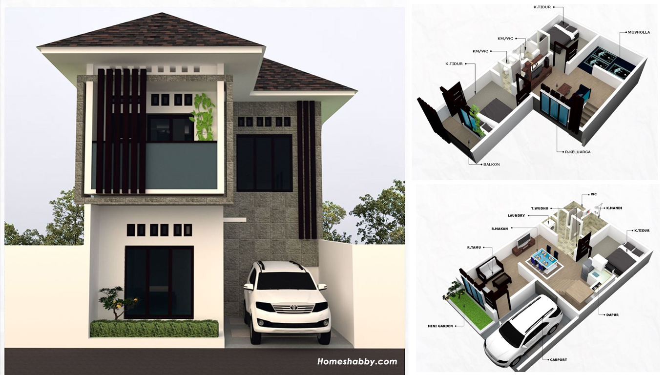 Desain Dan Denah Rumah Minimalis 2 Lantai Bentuk Leter L Lengkap Dengan Mushola Minimalis Homeshabbycom Design Home Plans