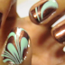 Mint Chocolate Water Marble Nails