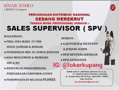 Lowongan Kerja PT. Sinar Sosro Sebagai Sales Supervisor (SPV)