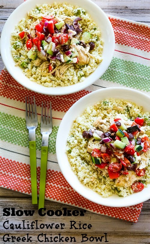 Slow Cooker Cauliflower Rice Greek Chicken Bowl (Low-Carb, Gluten-Free ...