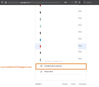halaman Login Gmail, silahkan klik pada Gunakan Akun yang Lain