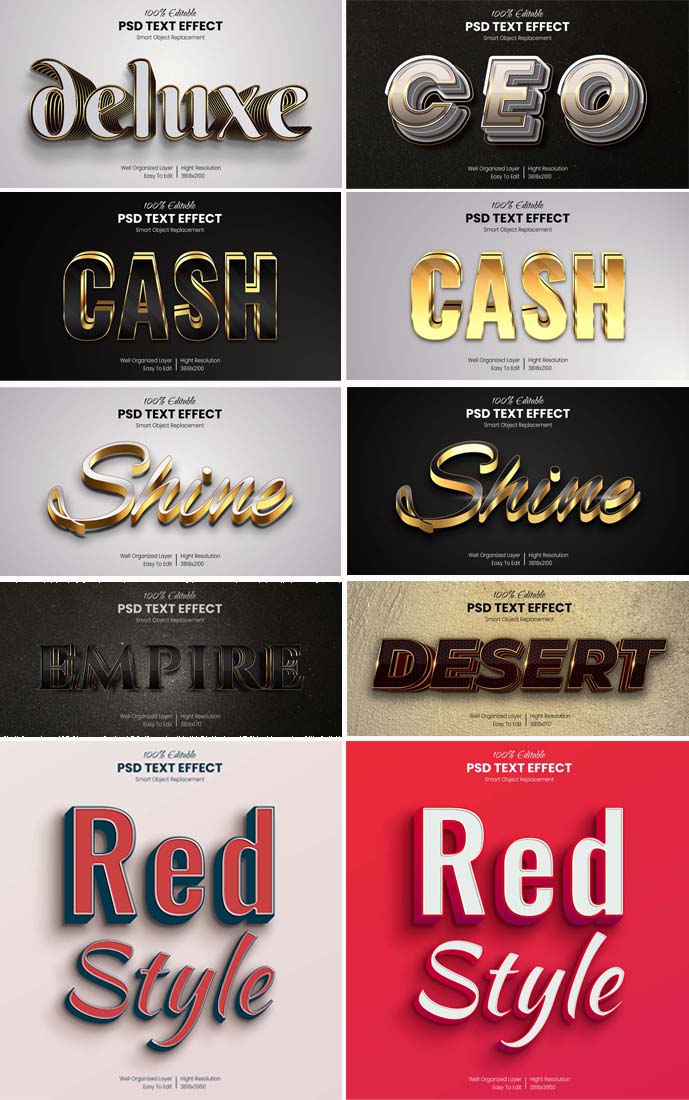 Download Luxury Styles Text Effect Psd Mockup Collection Free Download