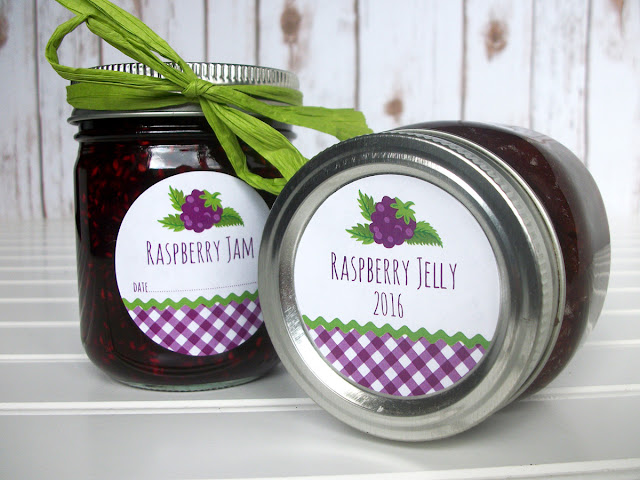 Gingham Black Raspberry Jam canning jar labels