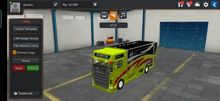 MOD BUSSID Truck Scanter Barata Full Animasi By DSP
