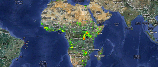  is a Fusion Tables driven Google Map of all African conflicts betwixt  New African Conflicts on Google Maps