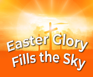 Blazing sunset behind three empty crosses - easter glory fills the sky!  Resemblance between this hymn-title-image and the Edmond's cookbook is accidental, but nevertheless, he is Sure to Rise! Edmonds Hymn