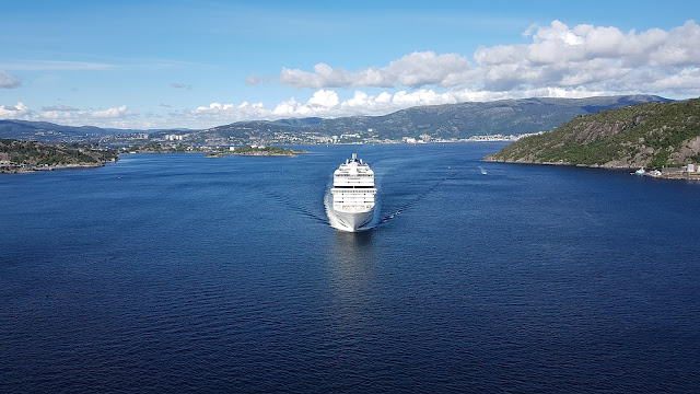 Cruise ship MSC Magnifica passes under the Askøy bridge near Bergen, Norway; MSC Cruises; Ships in Bergen