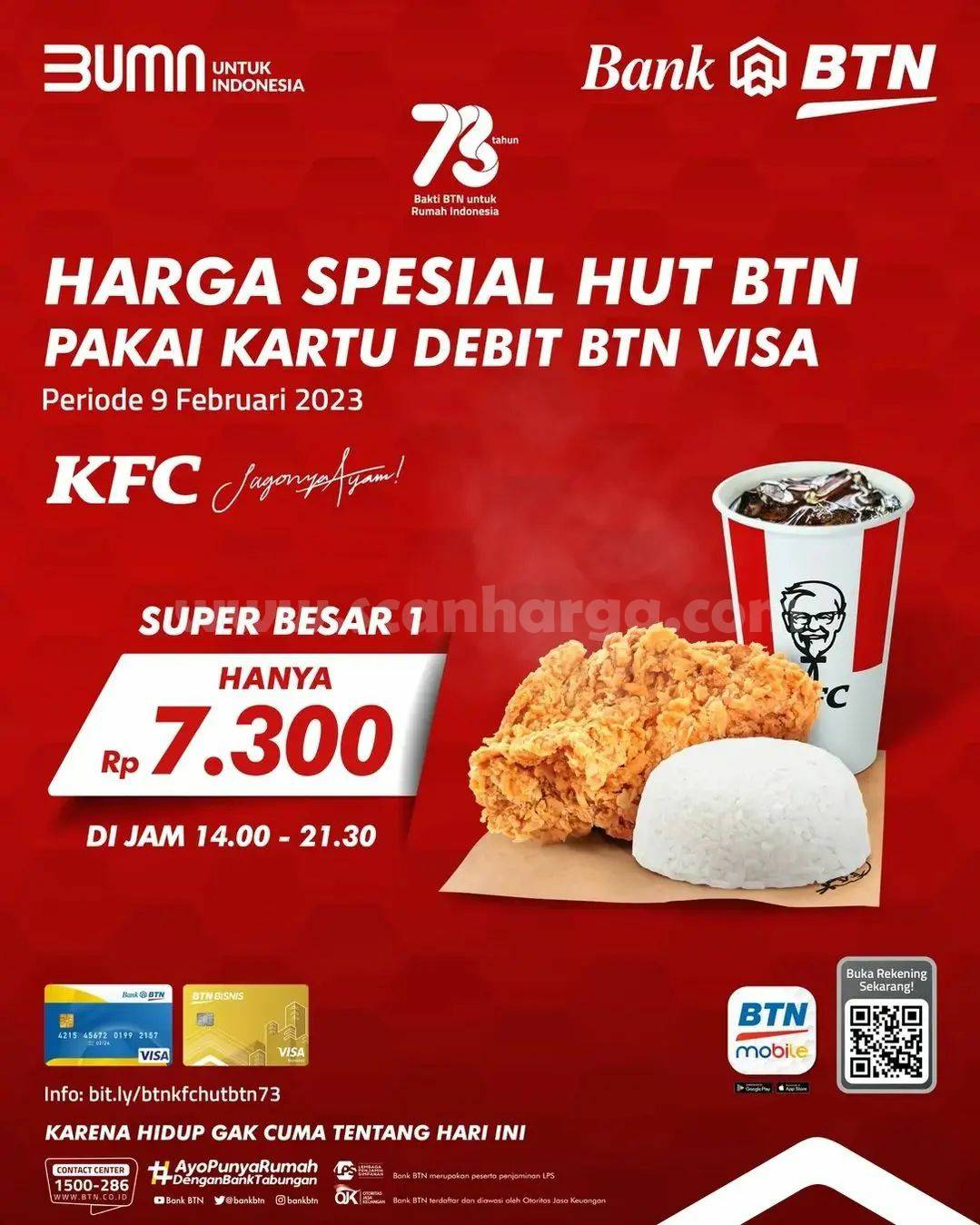 Promo KFC HUT BTN Ke-73 ! PAKET SUPER BESAR 1 Cuma Rp 7.300