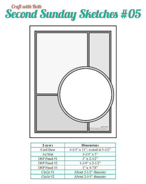 Craft with Beth: Stampin' Up! Second Sunday Sketches card sketch challenge graphic 05 with measurements