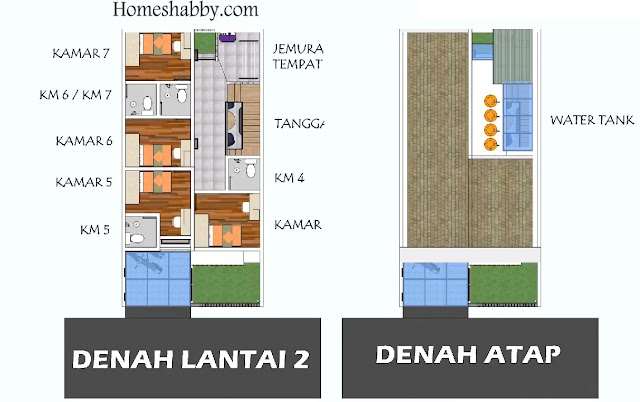  Desain  dan Denah Rumah Kos Bertingkat Ukuran 6 x 12 M  