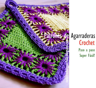 como hacer una agarradera crochet con bordado