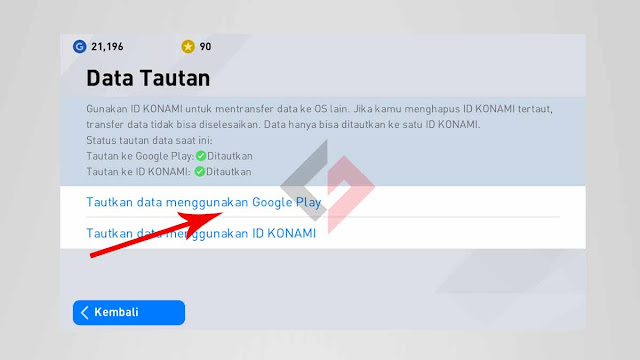 Cara menautkan akun e-Football PES 2020 Mobile ke Google Play