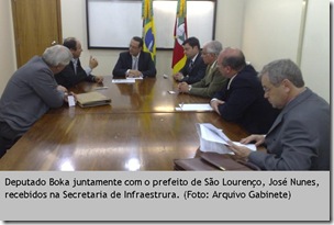 Deputado Sandro Boka juntamente com o prefeito de São Lourenço, José Nunes, recebidos na Secretaria de Infraestrura