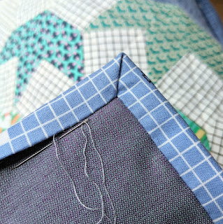 hand sewn mitred corner