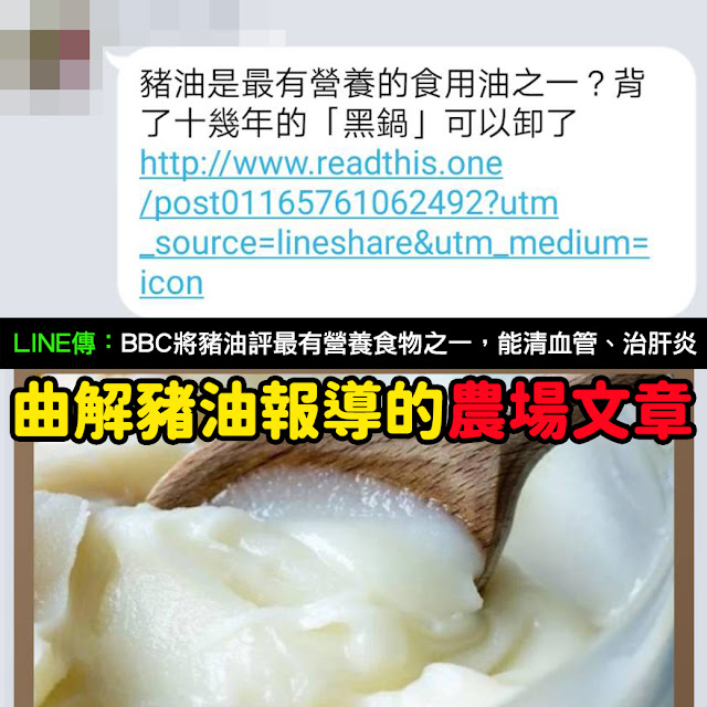 豬油 BBC 營養 食用油 黑鍋 謠言 內容農場