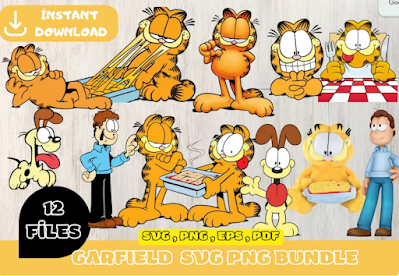 Garfield Digital Download Pack PNG SVG JPG