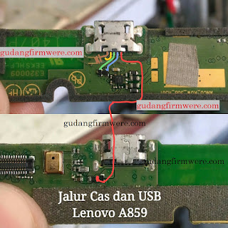 Jalur USB Charger Lenovo A859 ( Trick Jumper )