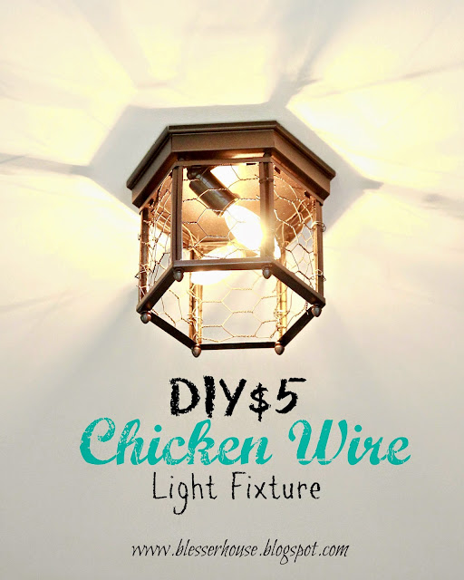 Chicken wire light makeover