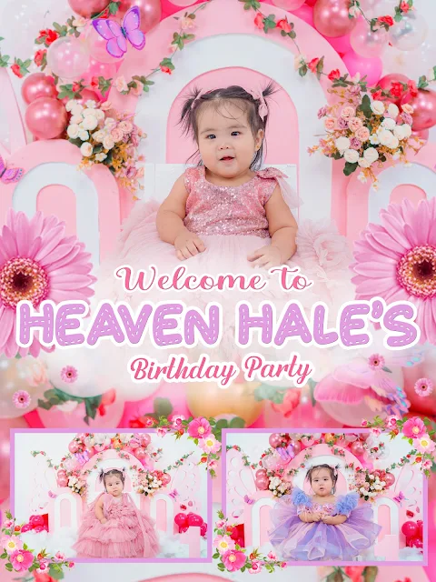 Sample Flowers and Butterflies First Birthday Welcome Board Design