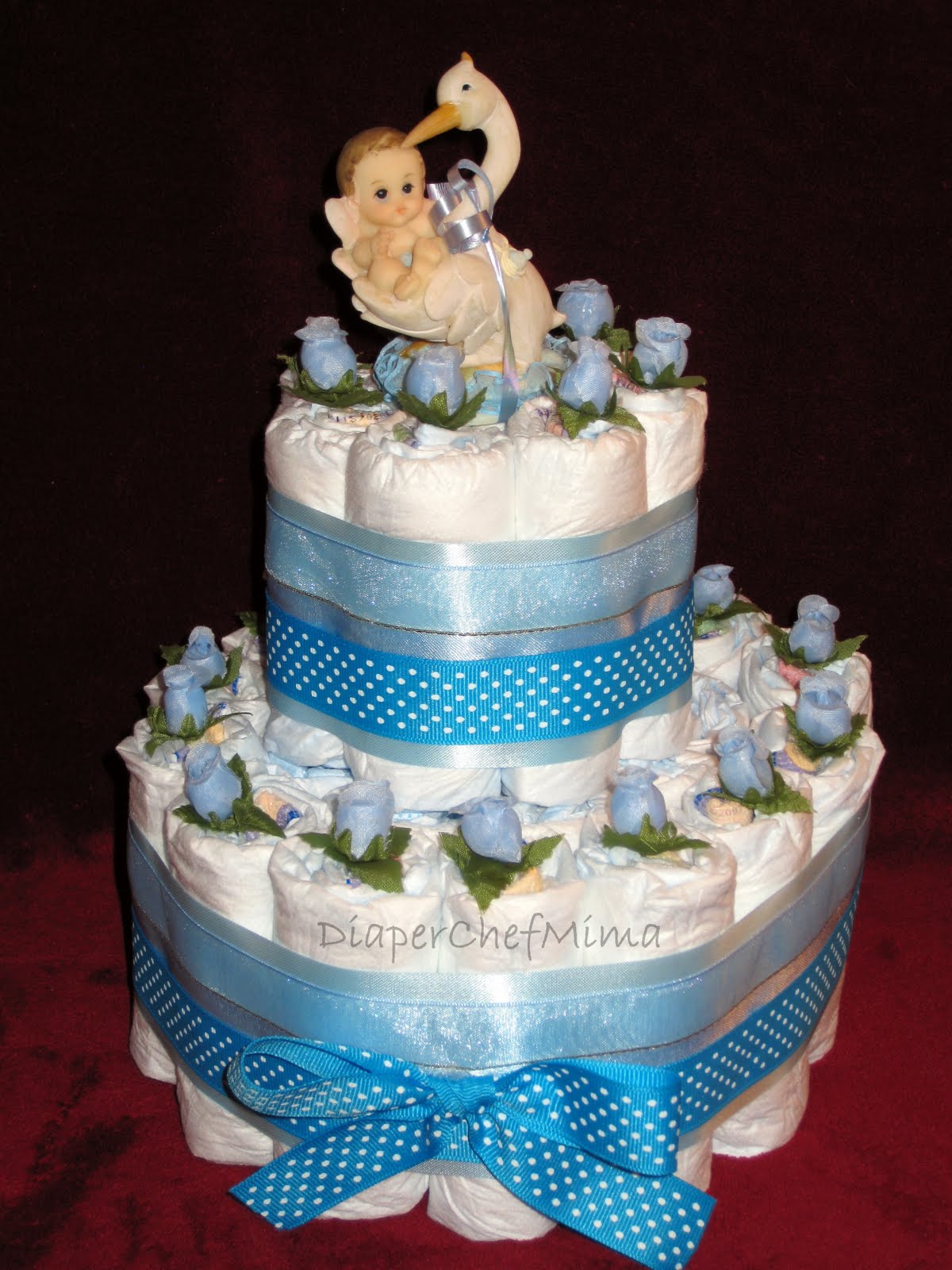 Baby Shower Diaper Cake Centerpieces