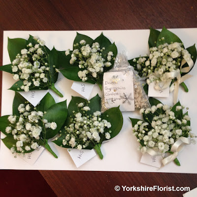 gypsophila buttonholes delivered labelled with free natural gyp confetti