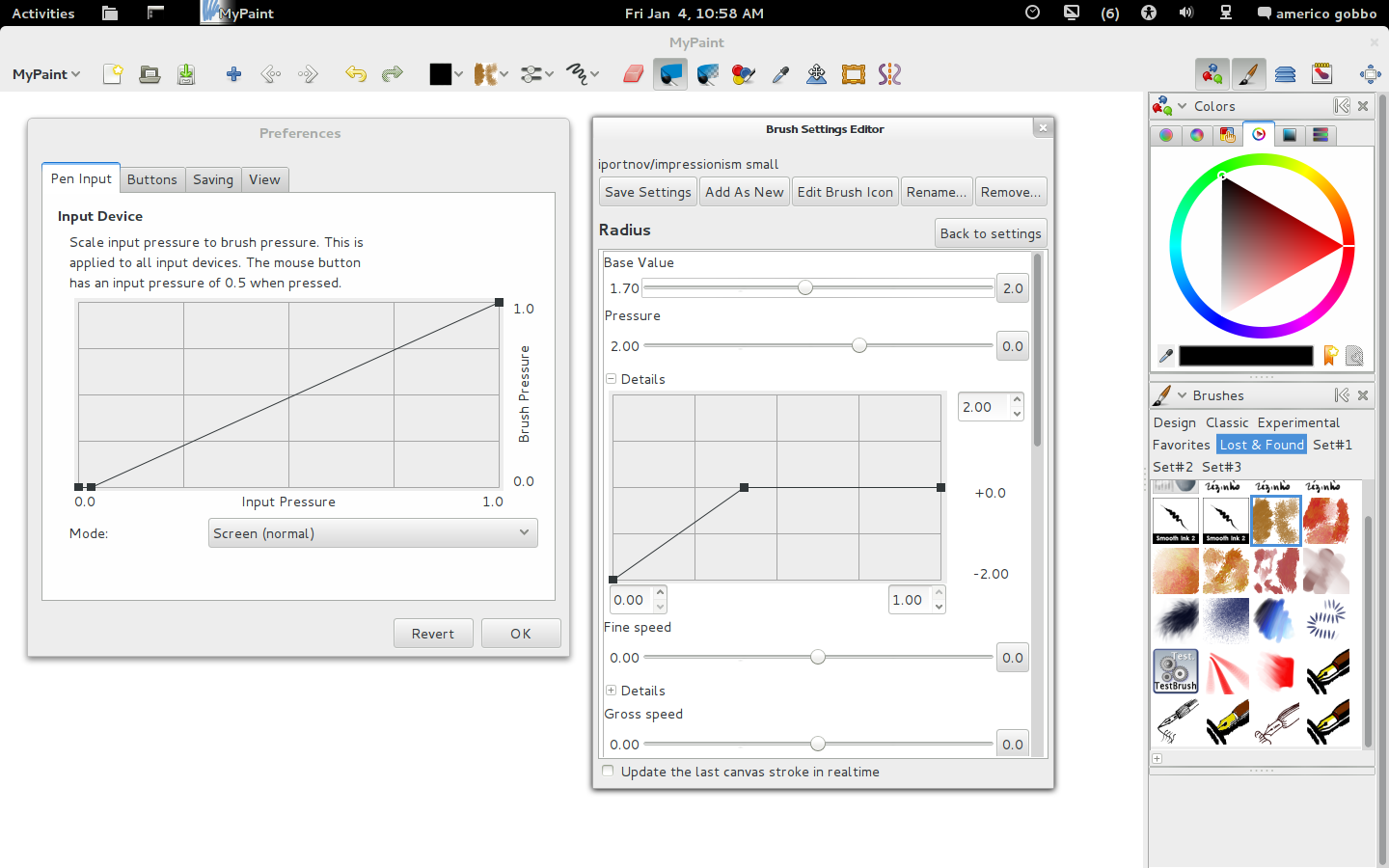 The two instances on Mypaint to control the sensibility of brushes.