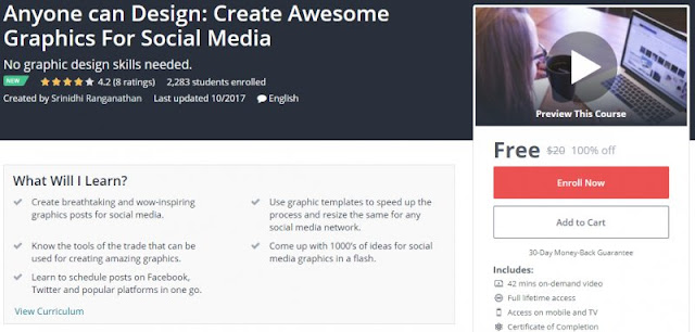[100% Off] Anyone can Design: Create Awesome Graphics For Social Media|Worth 20$