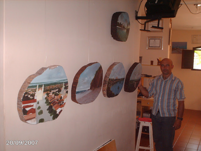 A cidade de João Pessoa pintada em madeira