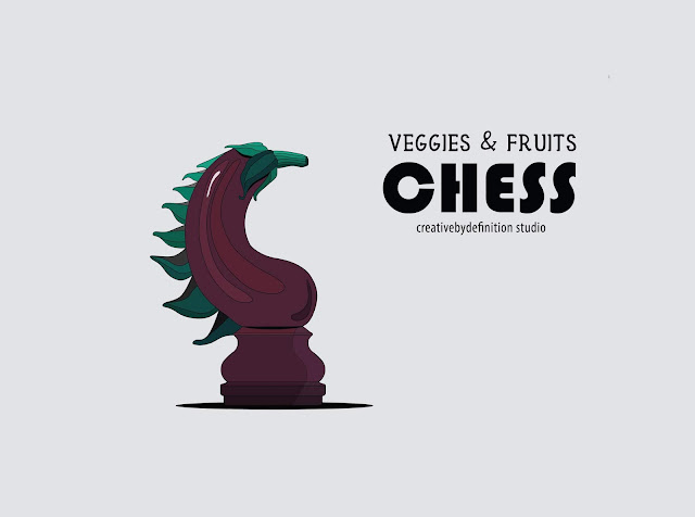 The eggplant horse Veggies & Fruits Chess - Packaging Design Studio