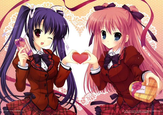 Anime School Girls,anime valentines,valentines day