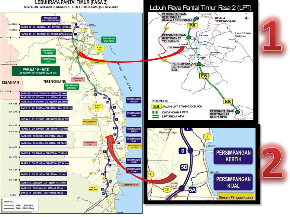 Laluan Lebuhraya Pantai Timur (LPT) Fasa 2 dari Kuala 