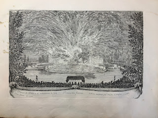 Engraving of fireworks at Versailles