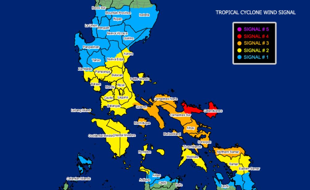Signal No. 4 up in 2 areas as Typhoon Rolly threatens Bicol Region