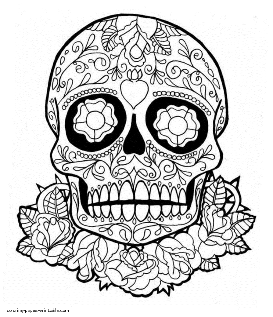 Skull Coloring Pages For Adults For