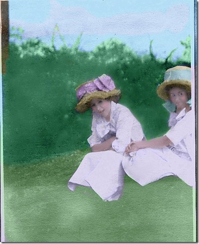 Easter bonnets Ivah and Marion 1908