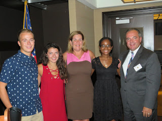 Shown in the photo are Jonathan Creonte, Alexa Katsaros, Laetitia Pierre-Louis, Rotarian president Ted Katsaros. Unable to be present in the photo were Meredith Gendreau, Nick Assad, and Brendan Ryan.