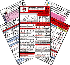 Intensiv-Station Karten-Set - Analgesie & Sedierung, Blutgase & Differentialdiagnose, Herzrhythmusstörungen, Inkompatibilitäten intravenöser Medikamente, Reanimation