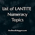 List of LANTITE Numeracy Topics