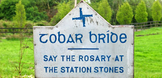 Tobar Bride sign at the entrance to Saint Brigid's well in Kildare, Ireland