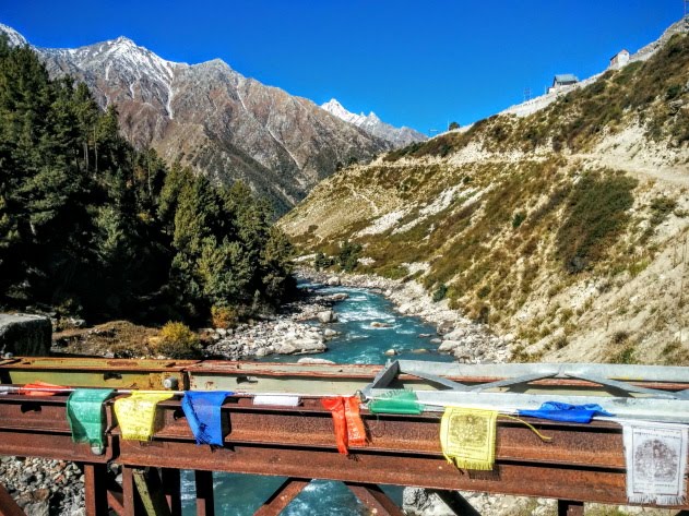 Crossing the beautiful Baspa river at Chitkul