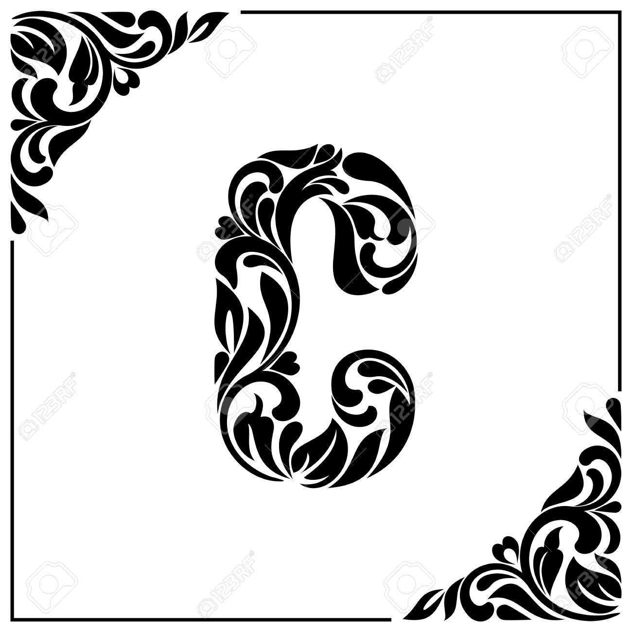 Letter C Decorative Font With Swirls